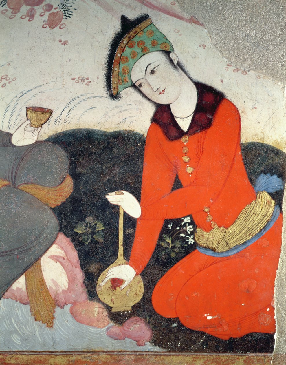 Shah Abbas I法院的Courtier（详情） 作者 波斯学校