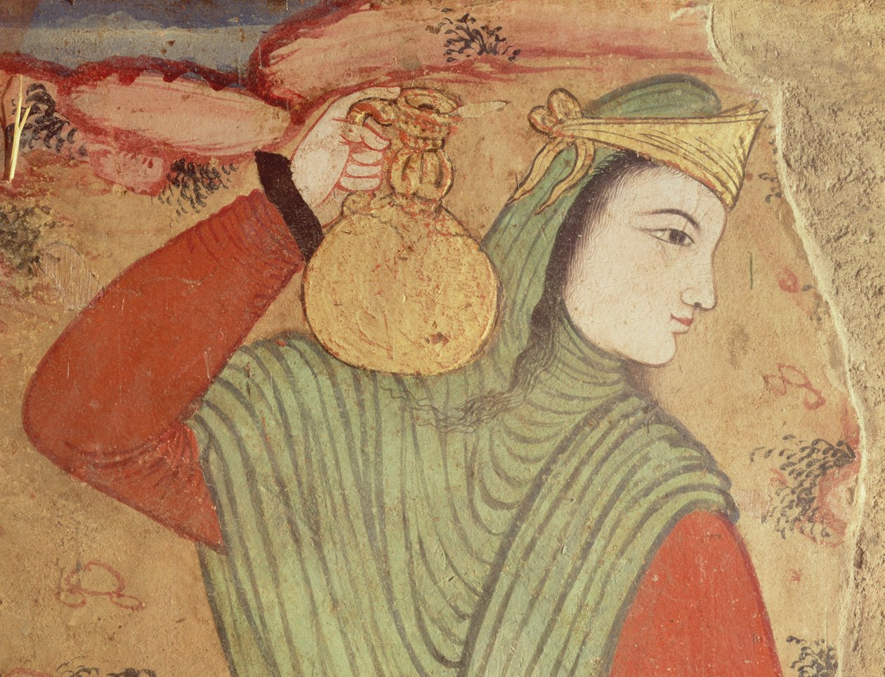 男子携带葡萄酒从Shah Abbas I法院，1585-1625（详细） 作者 波斯学校