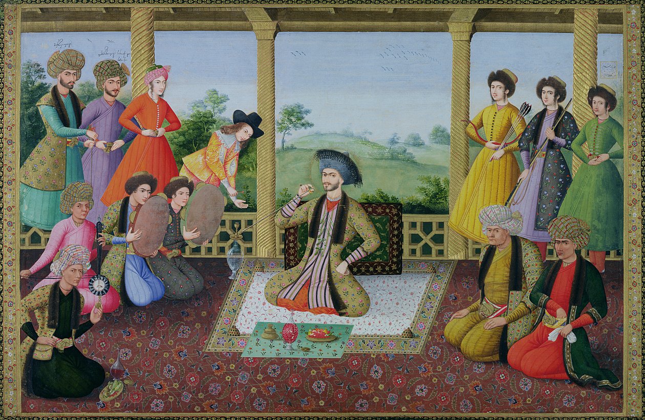 E-14 f.98a Shah Suleyman II女士（1641-91）和他的朝臣 作者 波斯学校