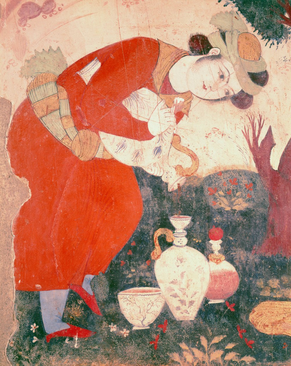 女人在Shah Abbas I宫廷倒酒，1585-1627（详情） 作者 波斯学校