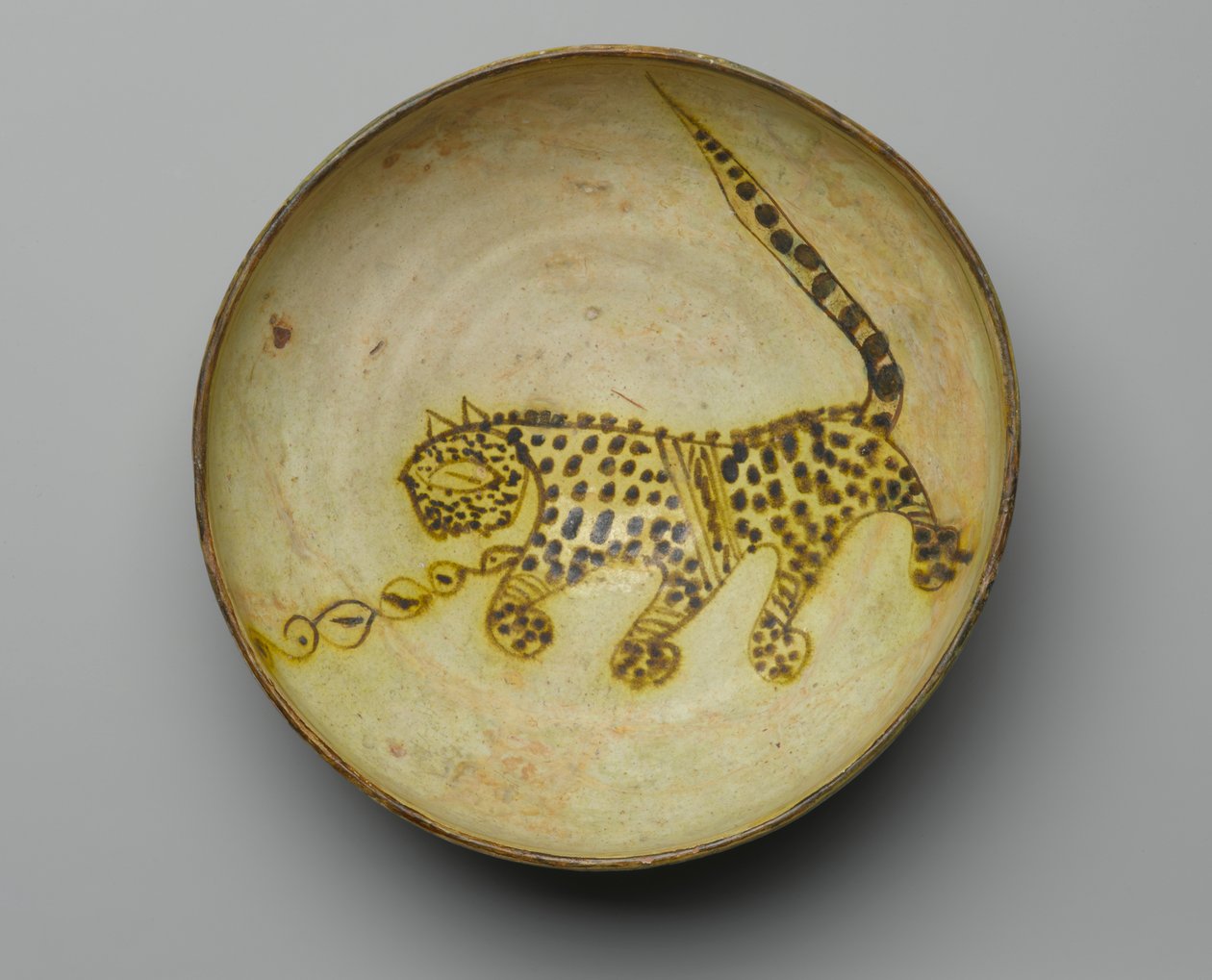 碗描绘猎豹（陶瓷） 作者 波斯学校