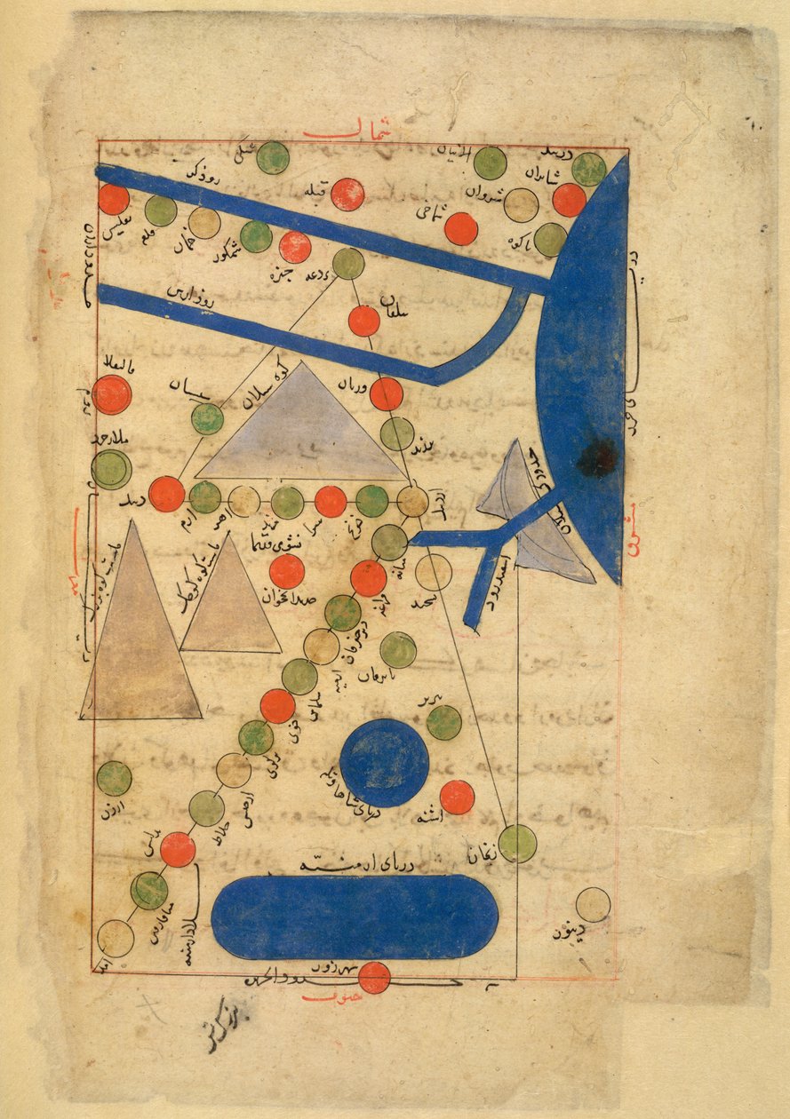 亚美尼亚和阿塞拜疆，摘自 al-Istakhri 的《Tarjuma-i al-Masalik wa al-Mamalik》。 作者 波斯学校
