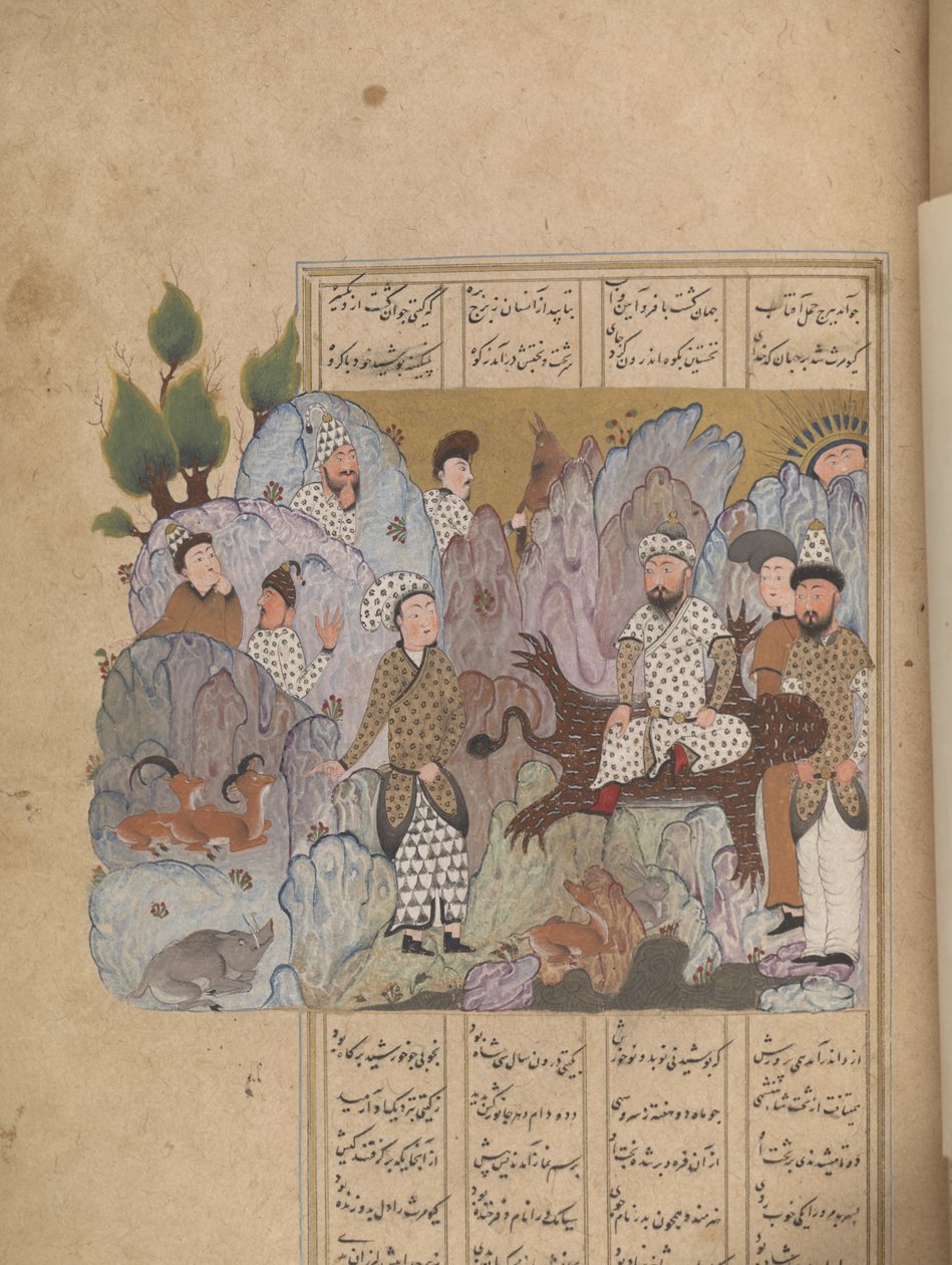巴赫拉姆·古尔（Bahram Gur）从沙纳玛（Shahnama）夺冠，1518 作者 波斯学校