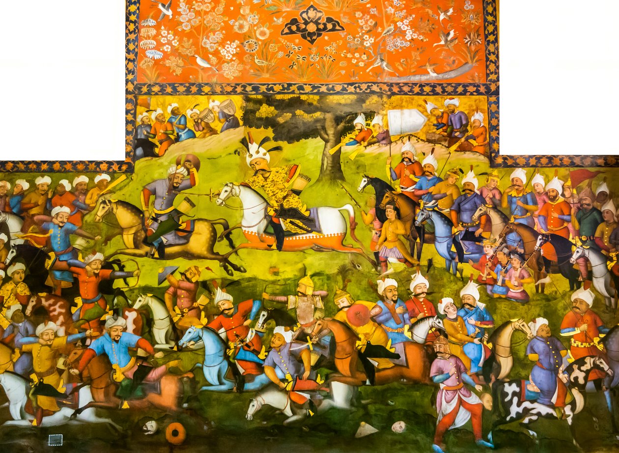 Shah Ismail I战胜Taher-Abad或Merv战役，战胜Muhammad Shaybani Khan，接待大厅，Chehel Sotun，1647 作者 波斯学校