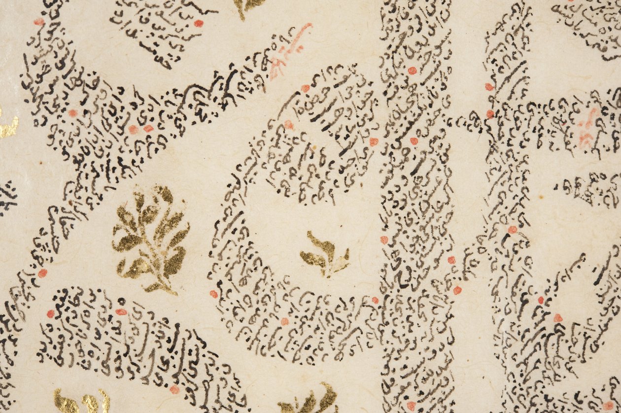 Sa&39;di Bustan，细节（笔和墨水，纸上有金色） 作者 波斯学校
