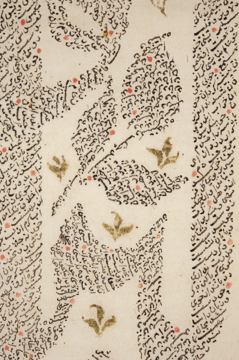 Sa&39;di Bustan，细节（笔和墨水，纸上有金色） 作者 波斯学校