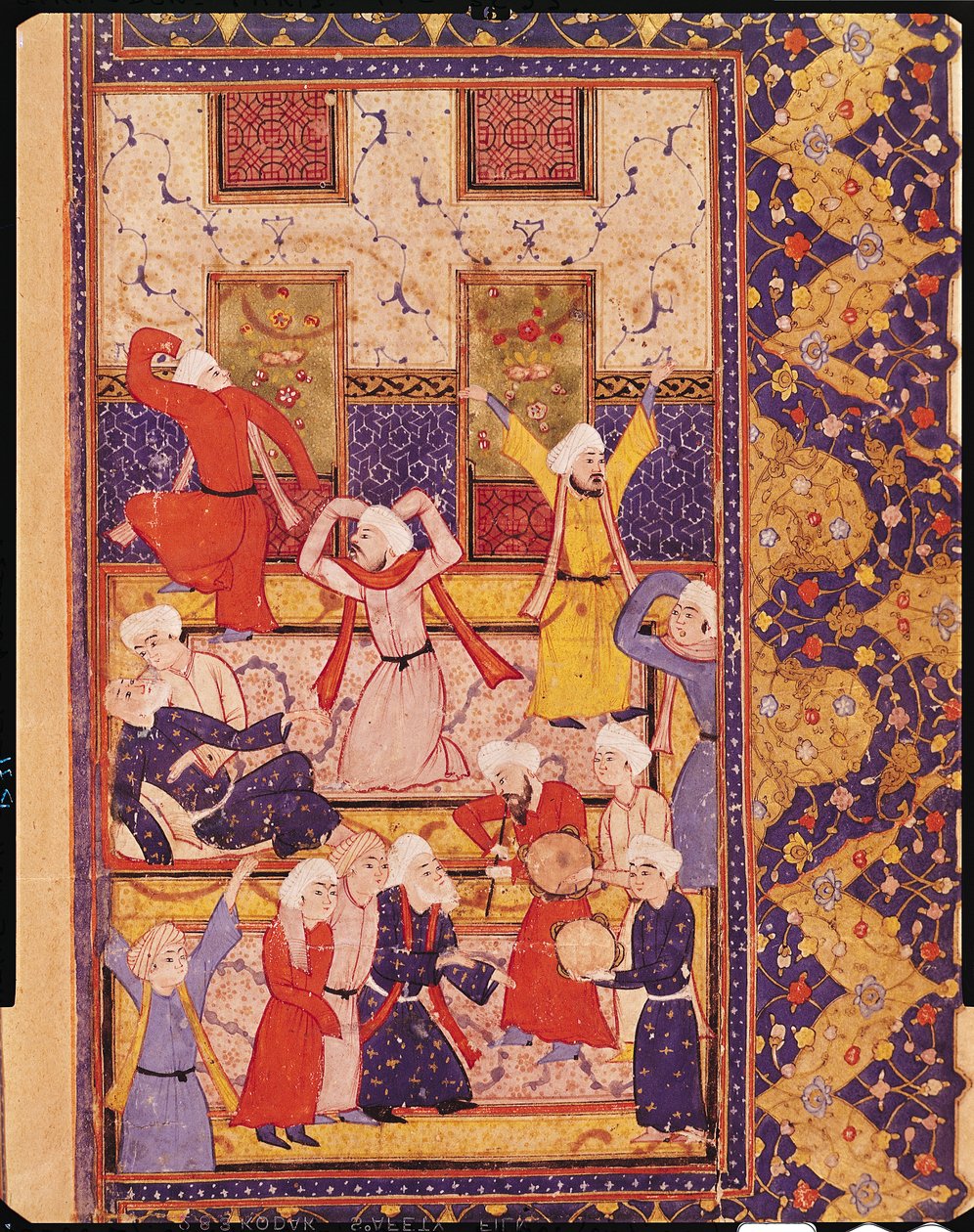 Fol.5r启蒙舞，来自Hafiz Shirazi的诗集（c.1325-c.1388） 作者 波斯学校