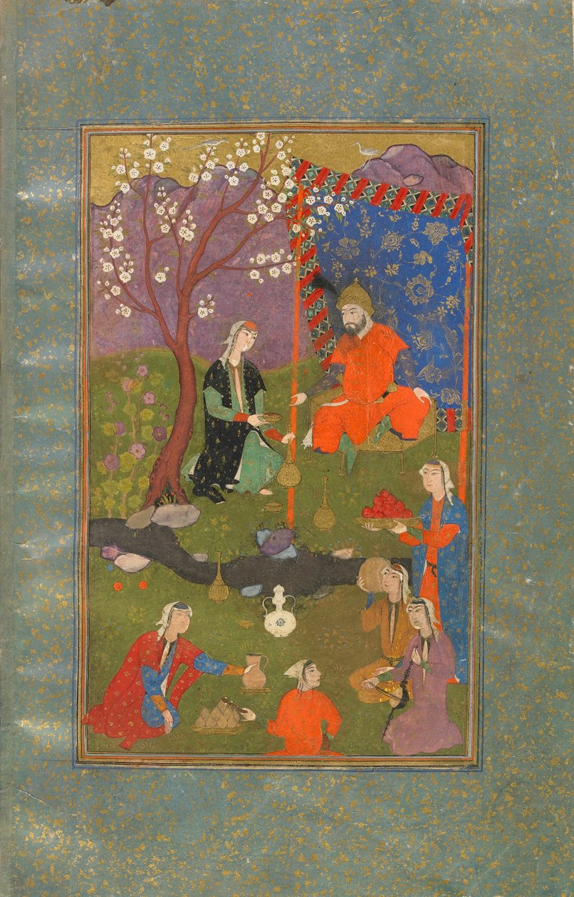 来自伊朗Jamshid u Khurshid的Folio，Safavid时期，c.1600（不透明的水彩，墨水和纸上的金色） 作者 波斯学校