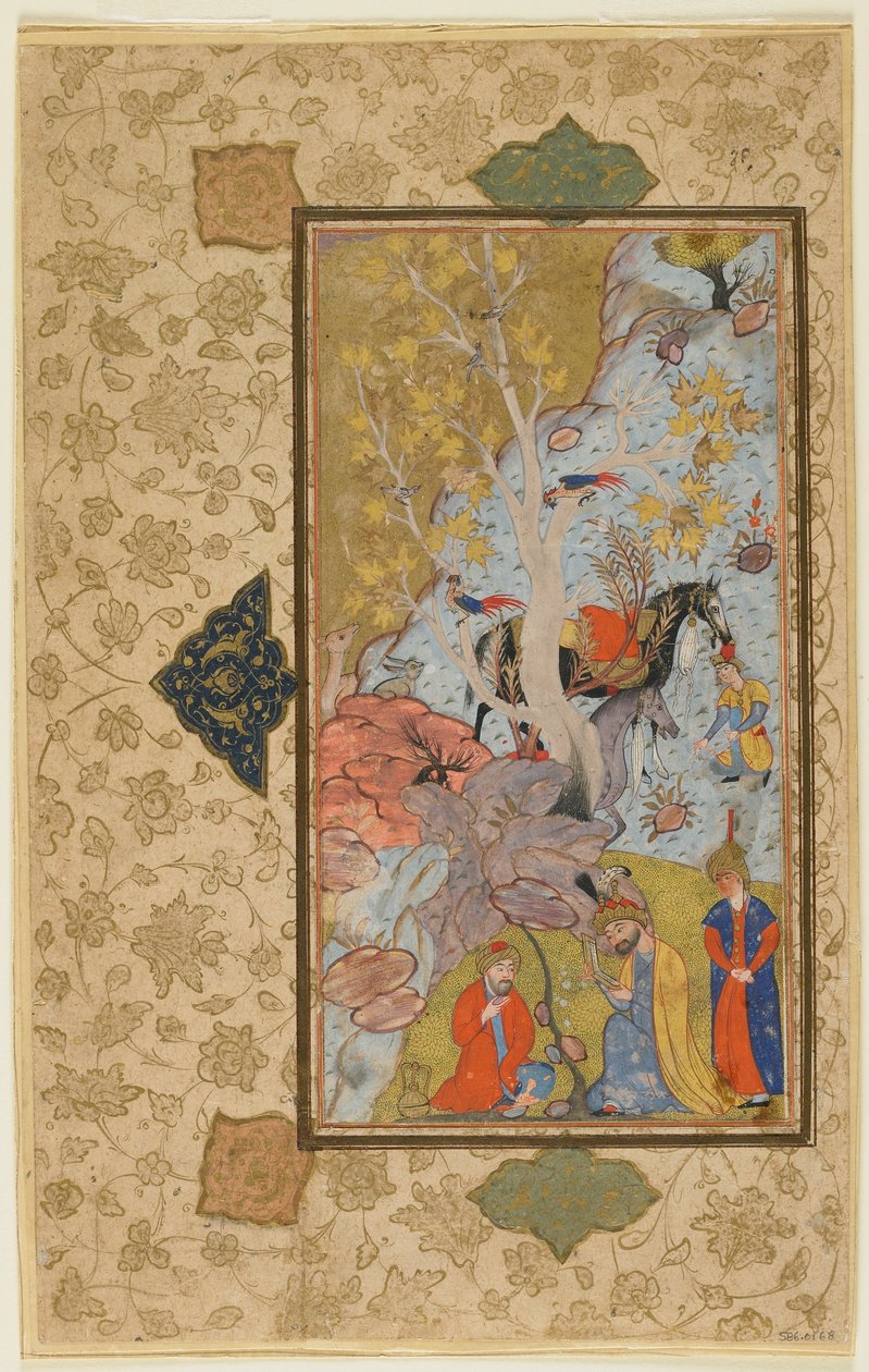 Iskandar访问隐士，伊朗设拉子，c.1580-1600（不透明的水彩，墨水和金在纸上） 作者 波斯学校