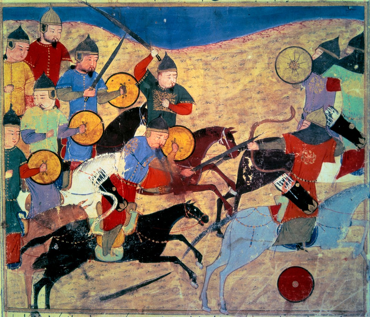 Noqai泄漏（Kara Nogai Khan（Noghai，Noqai，Nokhai，Nogay，成吉思汗的曾孙，卒于1299年）。蒙古骑兵。波斯手稿绘有“故事总和（Djame al-tavarikh）（Djame al-tavarikh）” ”（Folio 155v），由 Rachid al-Din Fazl 撰写 作者 波斯学校