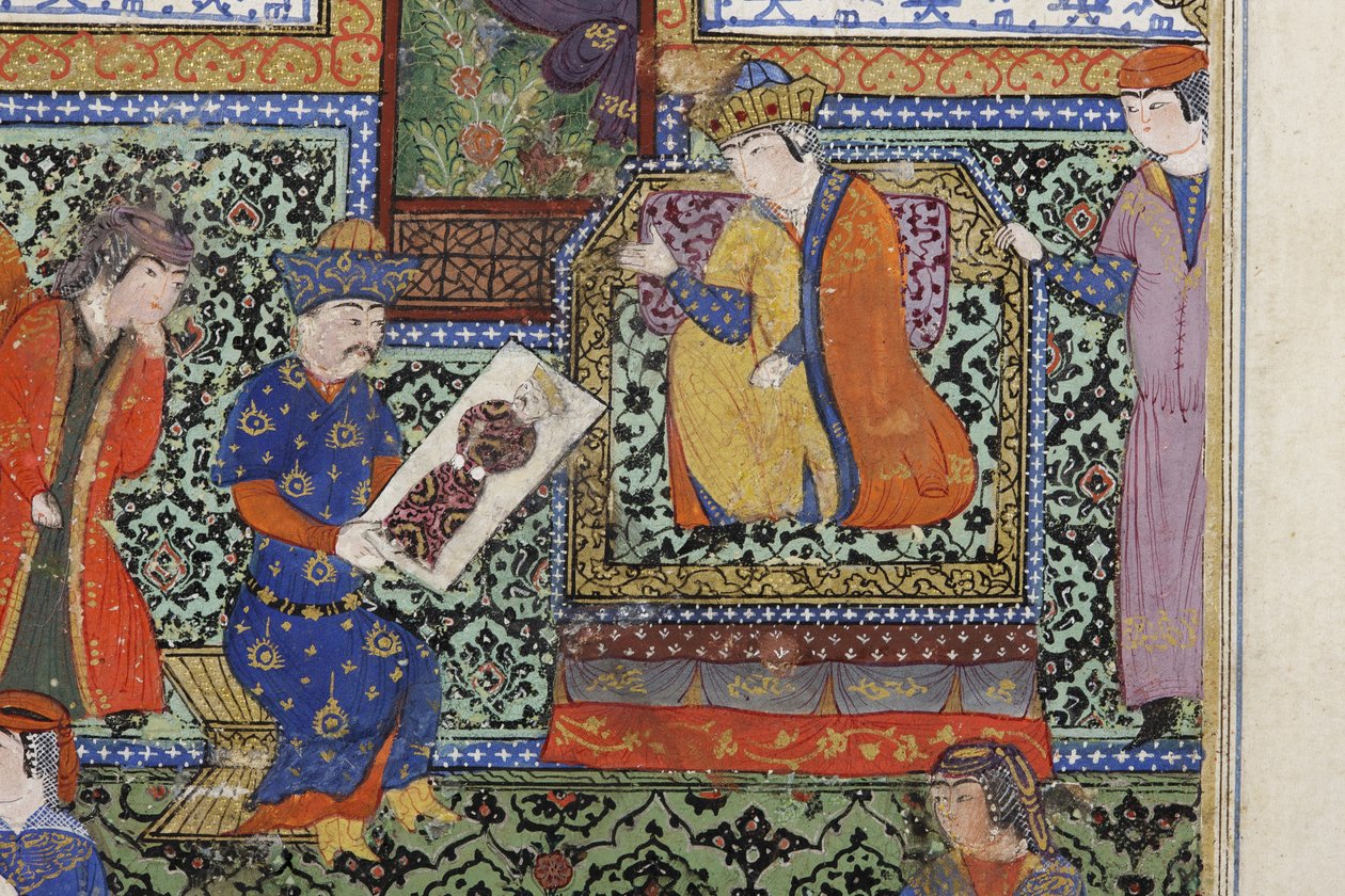 Nushabeh收到Eskandar的肖像，c.1475（纸上不透明的wc） 作者 波斯学校