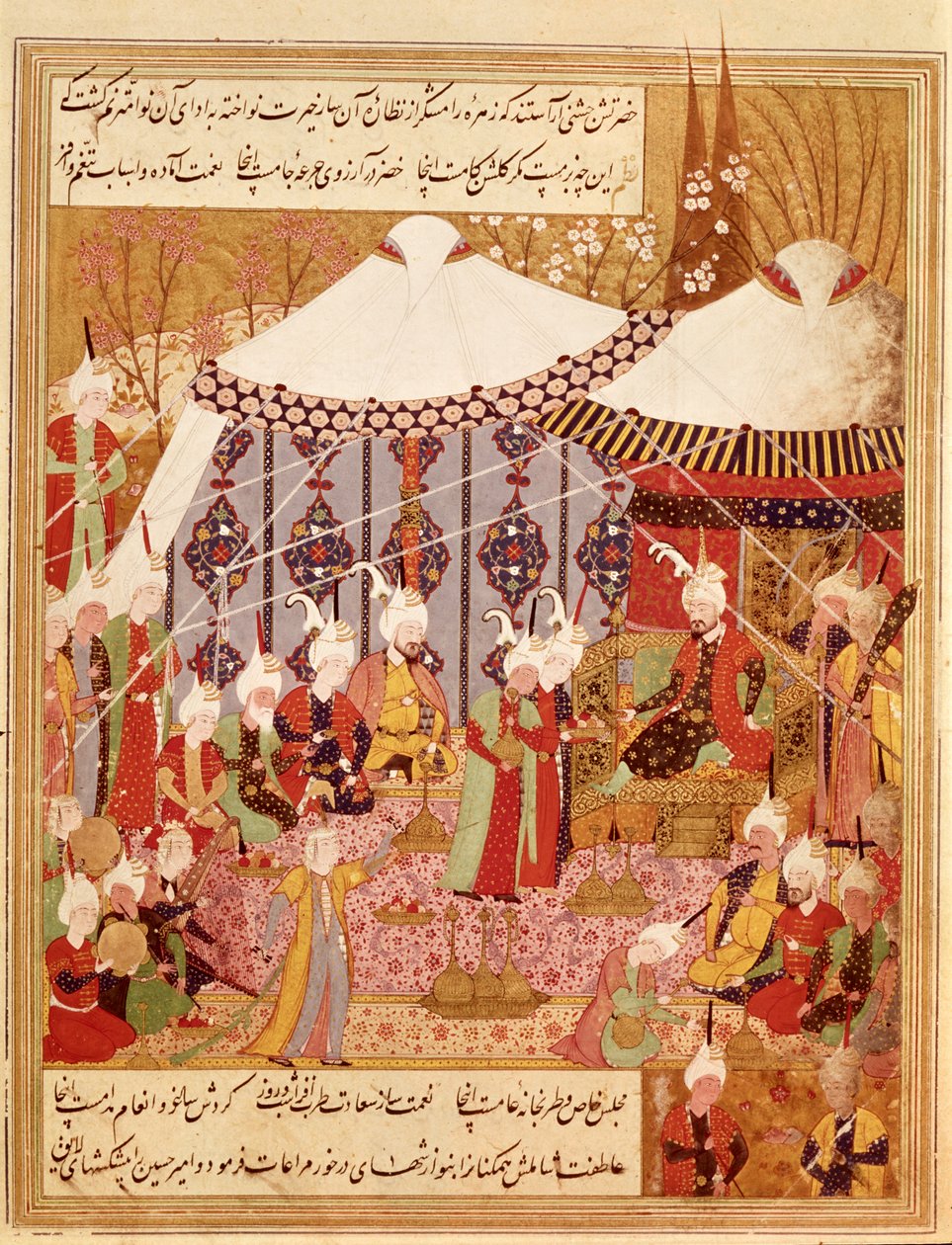 或者是1359。 35 v.Sultan Bayazid由帖木儿捕获，1402年来自Zafarnama 1533（牛皮纸上的墨水） 作者 波斯学校