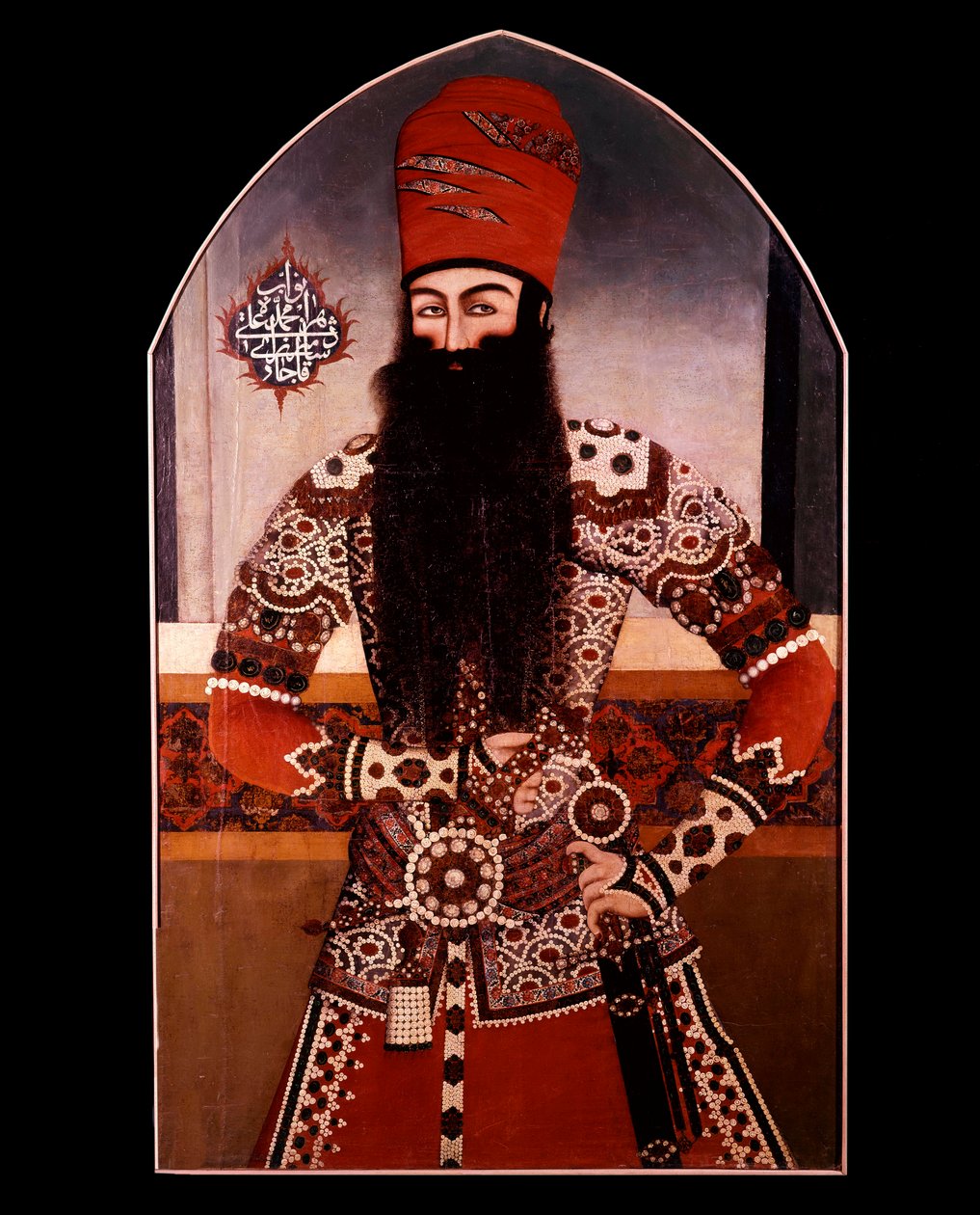 波斯艺术：《穆罕默德·阿里·沙阿·卡扎尔（Mohammad Ali Shah Qajar）》（1872-1925）匿名绘画。 19世纪私人收藏 作者 波斯学校