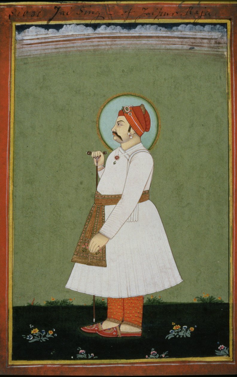 斋浦尔的Maharaja Jai Singh II（1700-44）的肖像 作者 波斯学校
