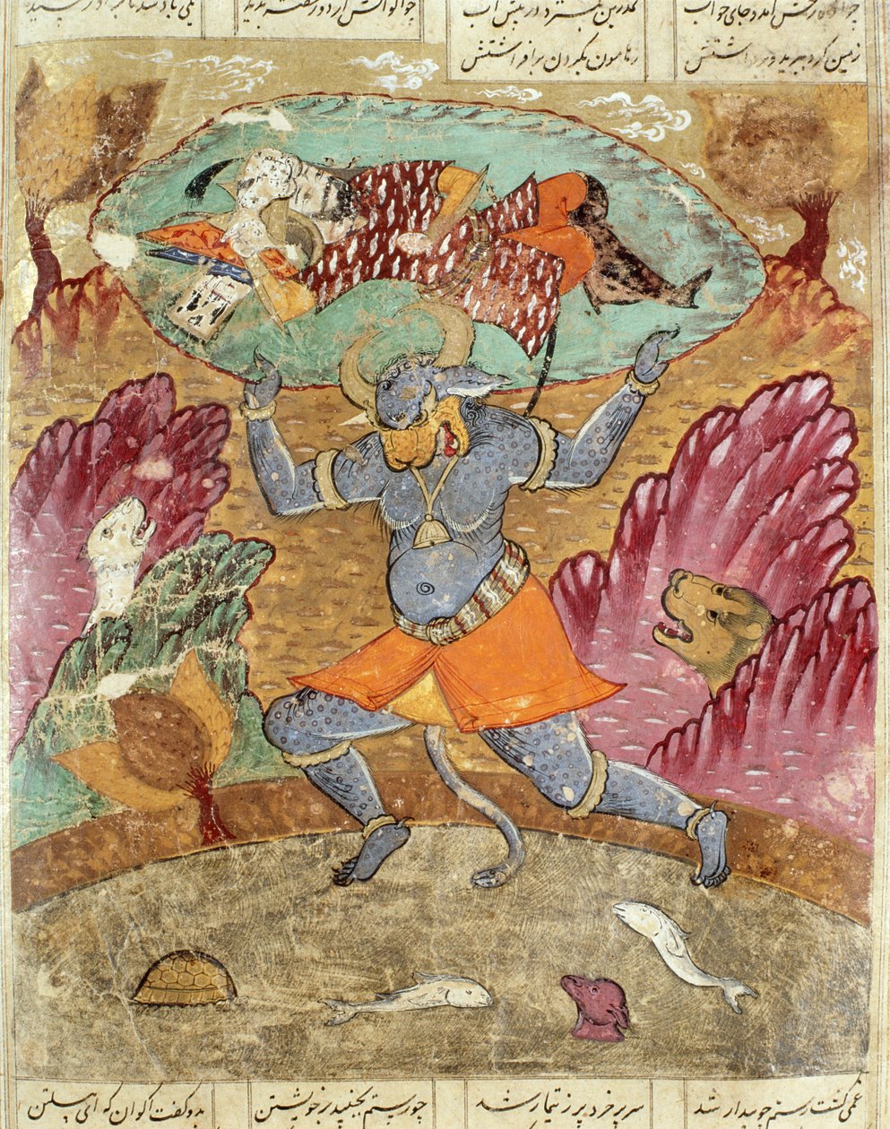 Rostam由Akwan-Diwa携带，来自Shahnama（国王书）的插图由Abul-Qasim Manur Firdawsi（c.934-c.1020）1619 作者 波斯学校