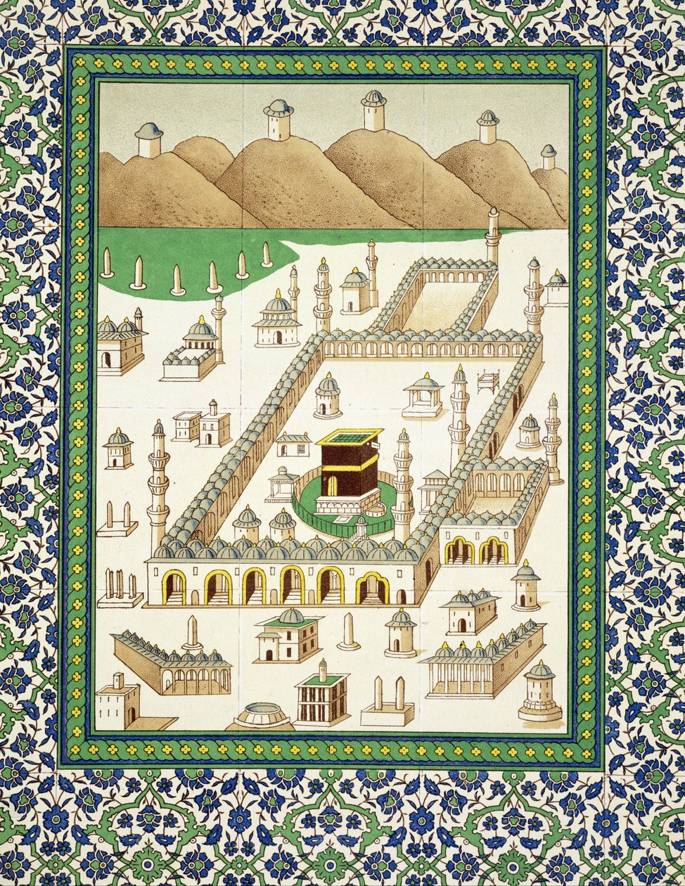 麦加的示意图，显示了Quabah，来自一本关于波斯陶瓷的书（印刷品） 作者 波斯学校