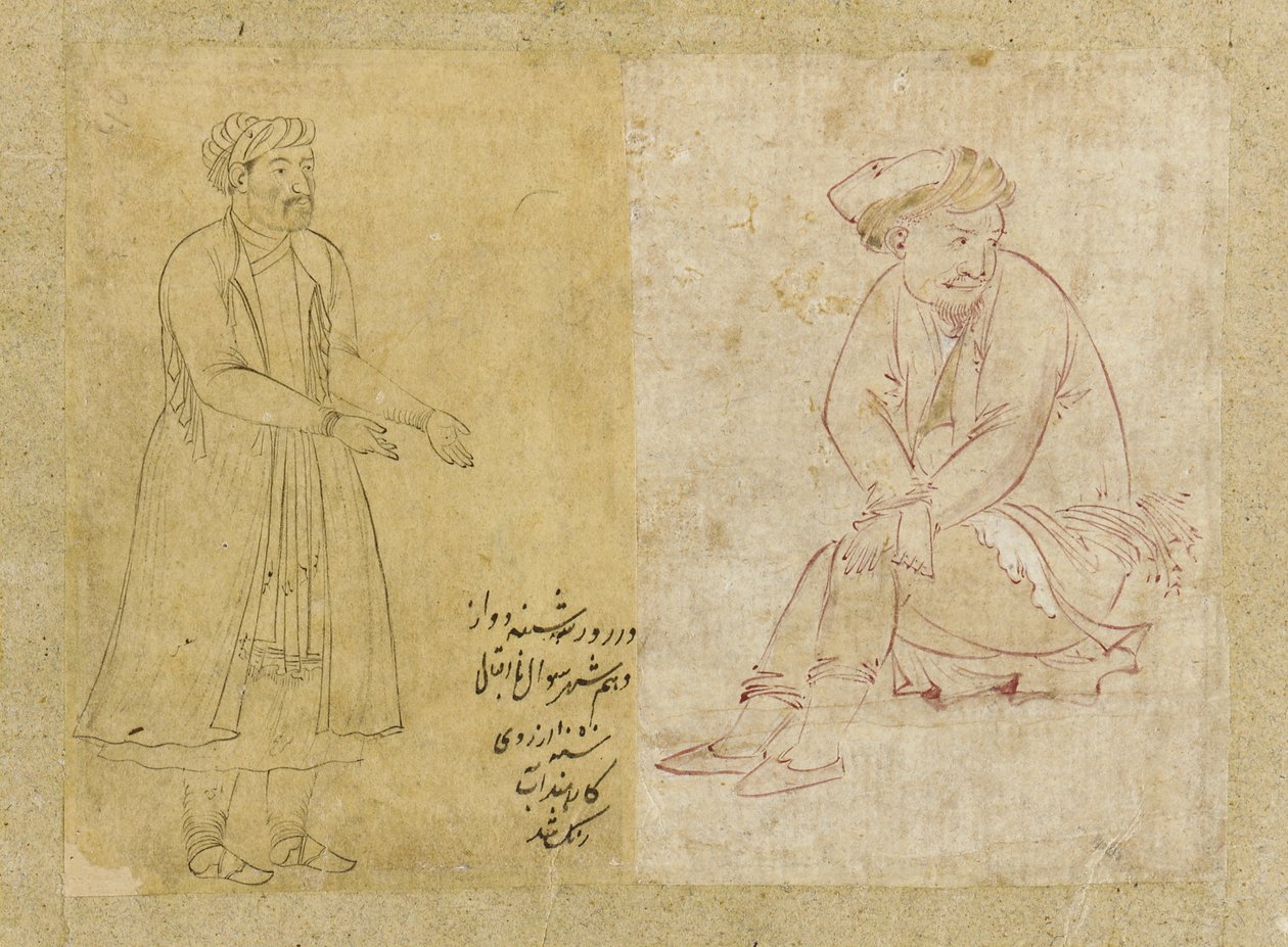 坐姿，伊斯法罕，萨法维王朝，1610年代（纸上墨水） 作者 波斯学校