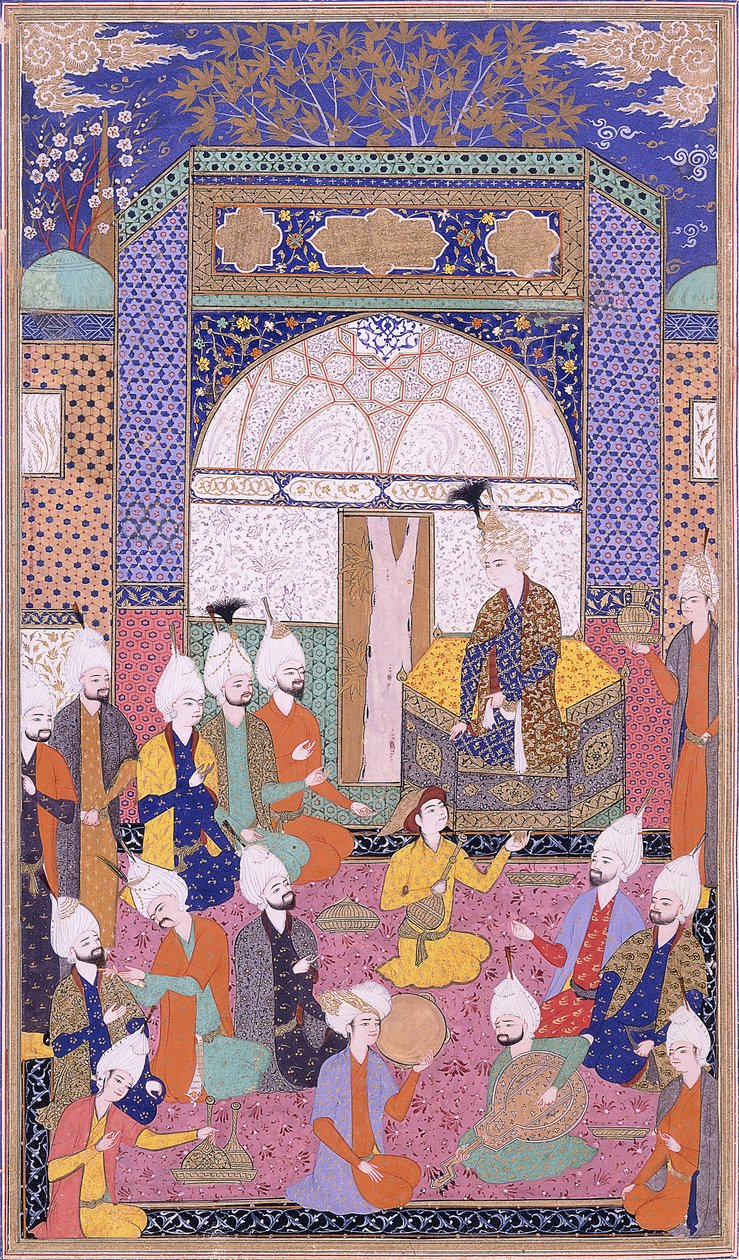 莎阿·伊斯玛依（Shah Isma“ il）加入大不里士后成为第一位私人观众，c.1590-1600 作者 波斯学校