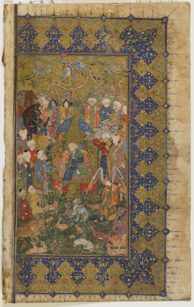 于1560年从所罗门（Quintet）登基的所罗门（纸上不透明的水彩，墨水和金色） 作者 波斯学校