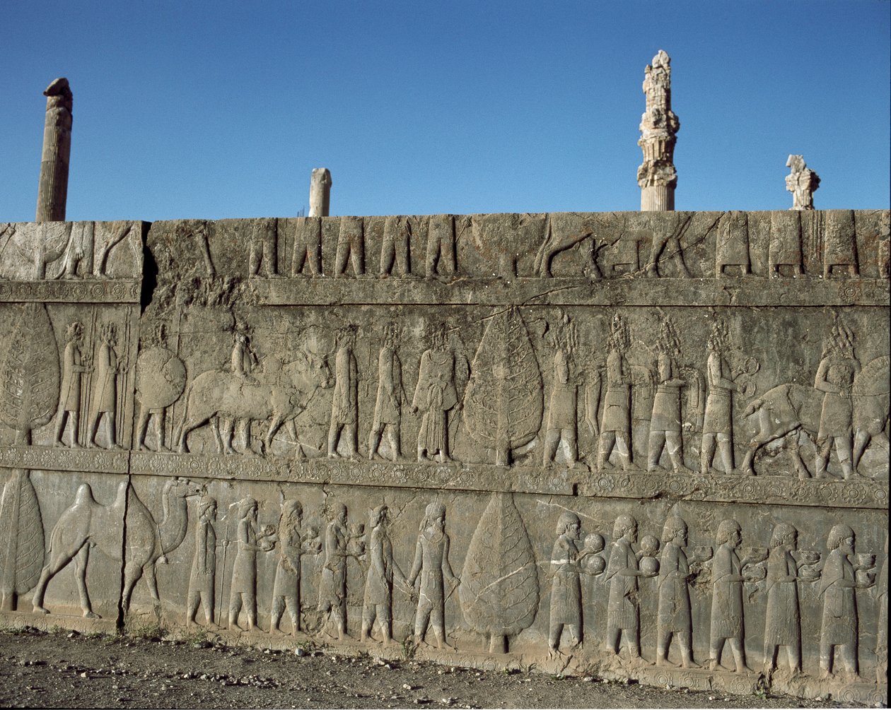 Submissive peoples offer gifts to Darius I.Reliefs of the eastern staircase of the Apadana, 6th century BC 作者 波斯学校