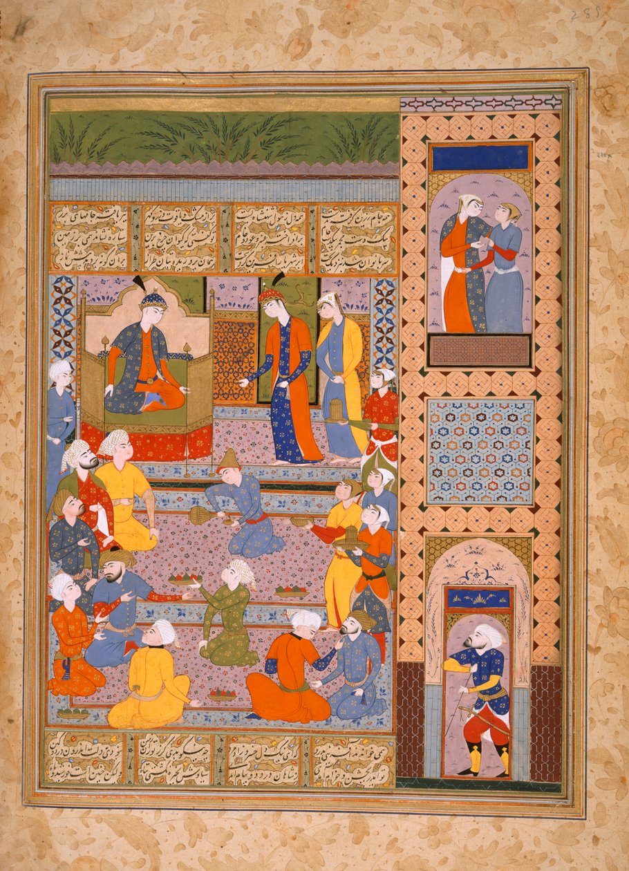 阿拉西亚布的妇女，选自 "费尔道西的莎赫纳玛"（Shahnama of Firdawsi）。 作者 波斯学校