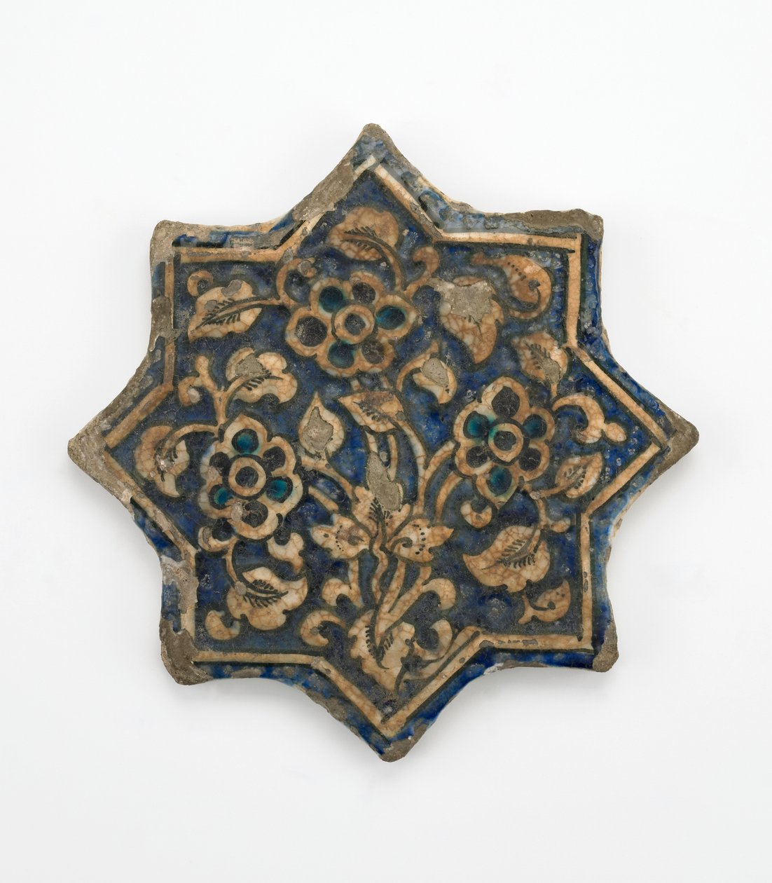 八角星形瓷砖，Il-Khanid时期，1256-1335（石膏，模压和透明釉下涂漆） 作者 波斯学校