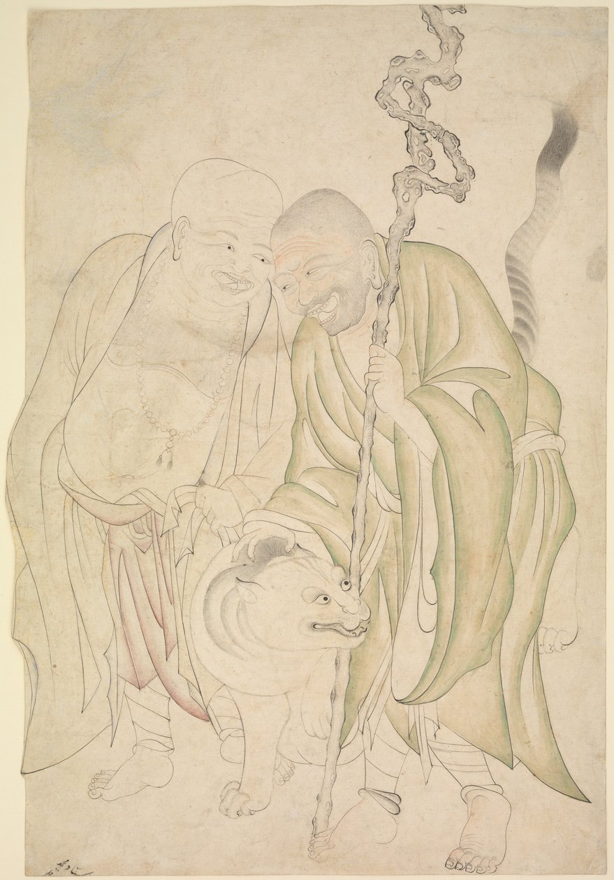 两个罗汉斯，约1480年（纸上的墨水和透明水彩） 作者 波斯学校