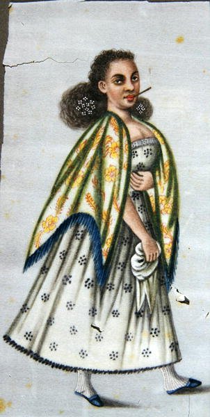 拿着雪糕的女士，约1820年（纸上水彩）。 作者 秘鲁学校