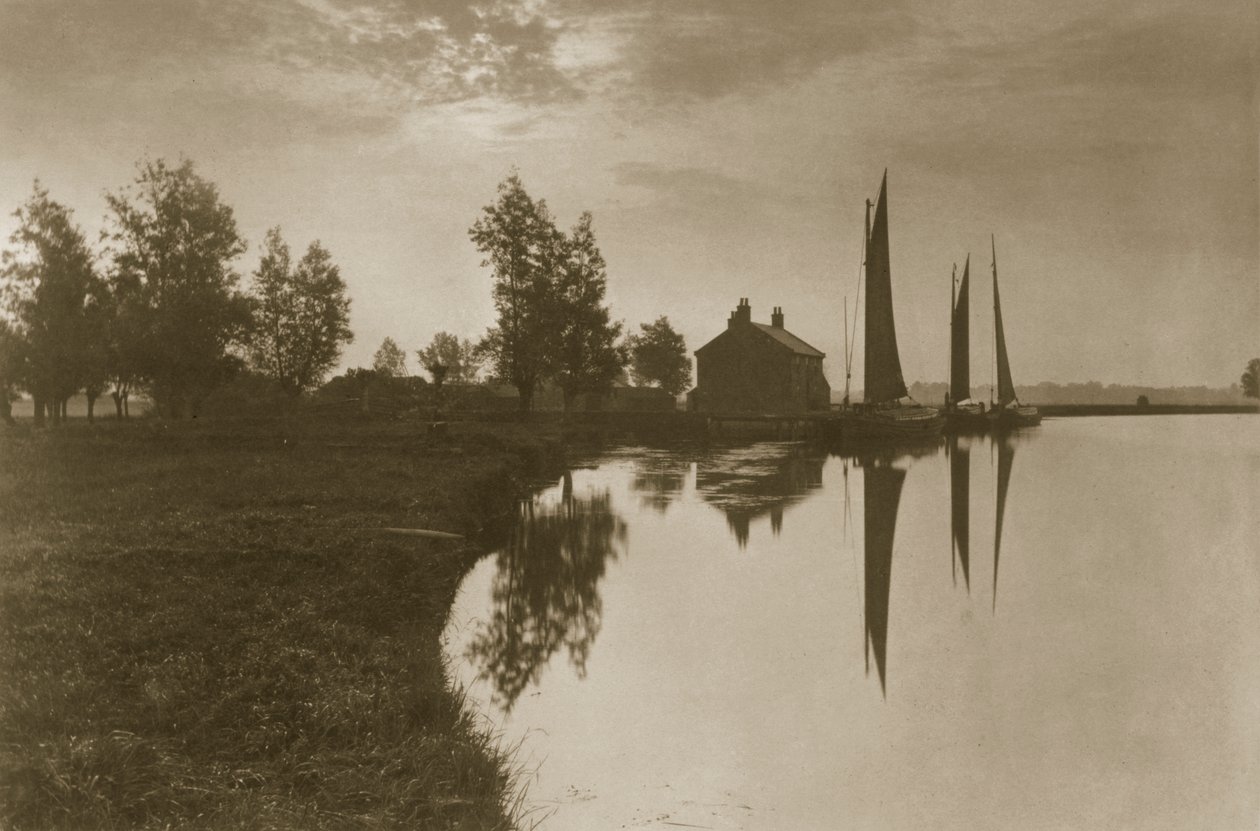 坎特利·威廉斯（Cantley Whernes）等待潮汐的转折，c.1886 作者 彼得·爱默生和托马斯·古道尔