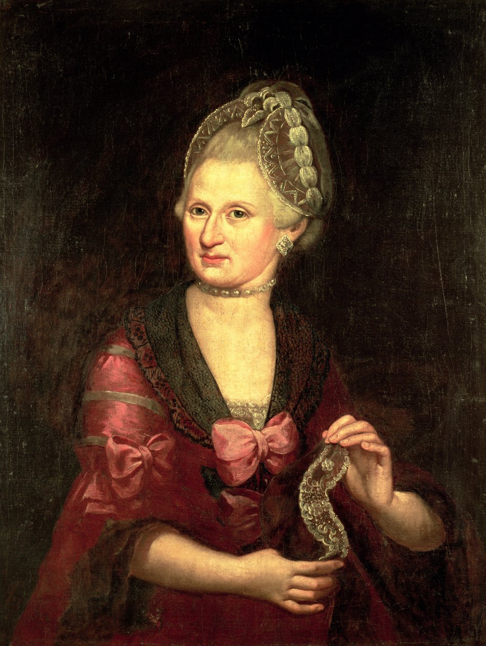 Anna Maria Mozart，nee Pertl，沃尔夫冈·阿马德乌斯·莫扎特的母亲，1775年 作者 彼得·安东·洛伦佐尼