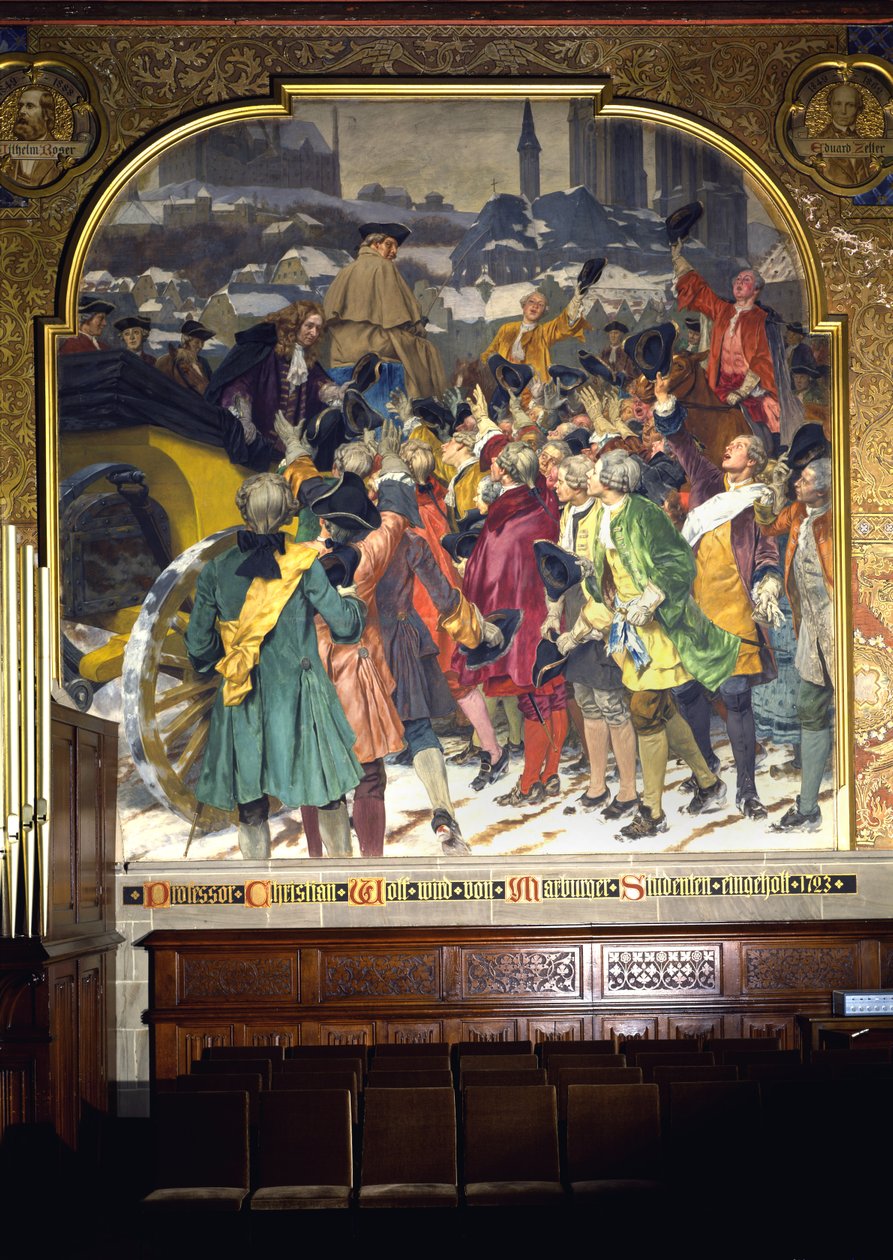 学生克里斯蒂安沃尔夫教授于1723年抵达马尔堡，1903年 作者 彼得·约翰·西奥多·詹森