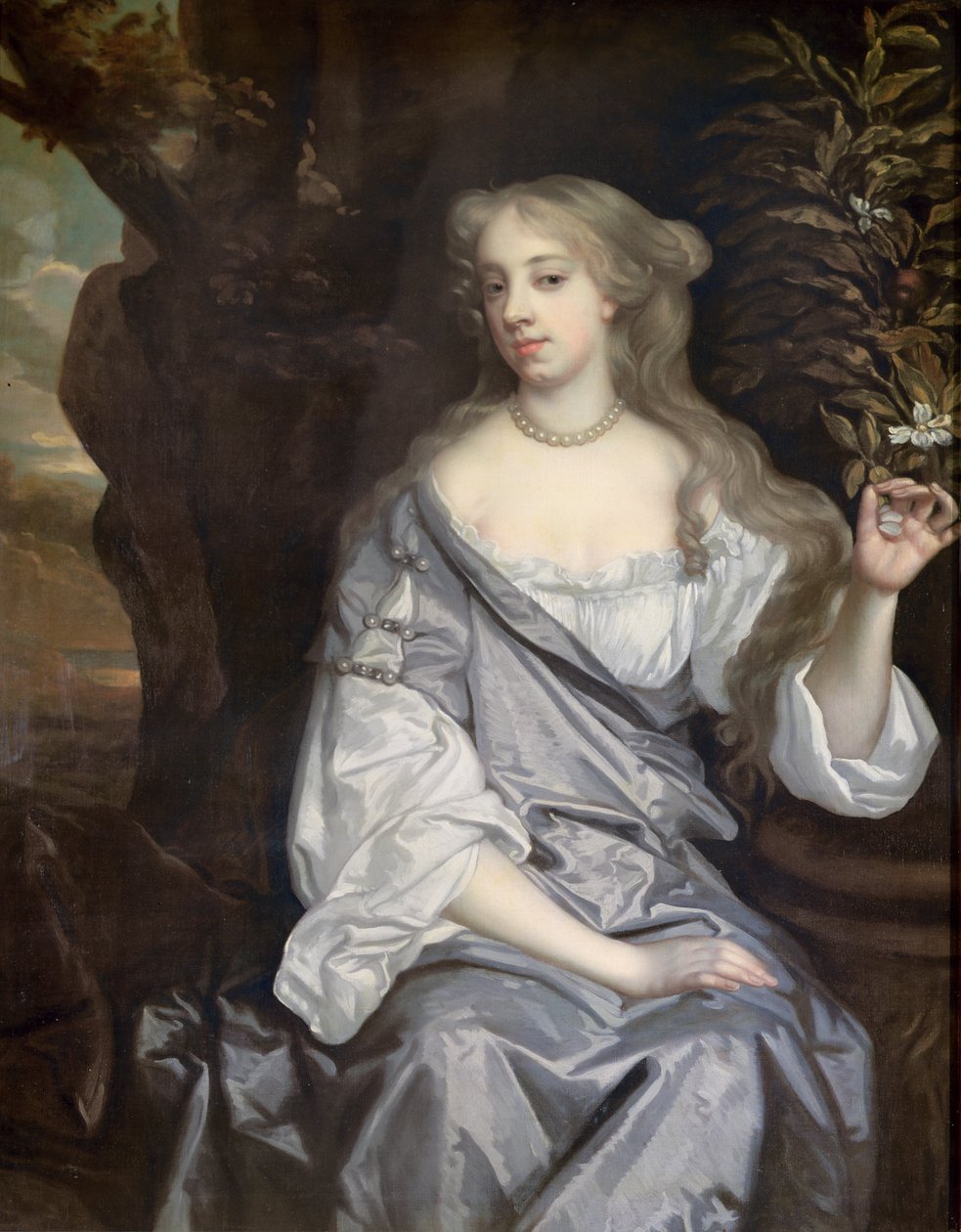 一位女士的肖像，据说是Nell Gwynne（1650-87） 作者 彼得·莱利