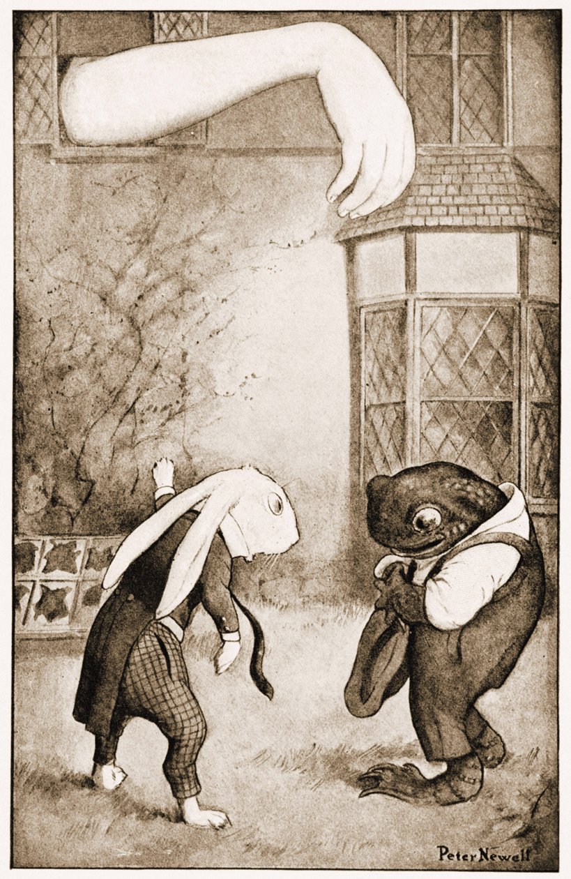 “窗户上有什么东西？”，“刘易斯卡罗尔的爱丽丝梦游仙境”中的插图，1901年 作者 彼得·纽维尔