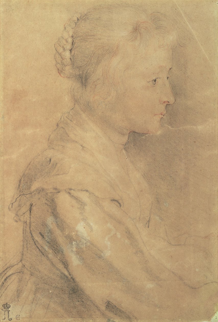 Balthasar Gerbier d&39;Ouvilly的女儿的肖像，1629年（黑白粉笔，乐观，钢笔墨水） 作者 彼得·保罗·鲁本斯