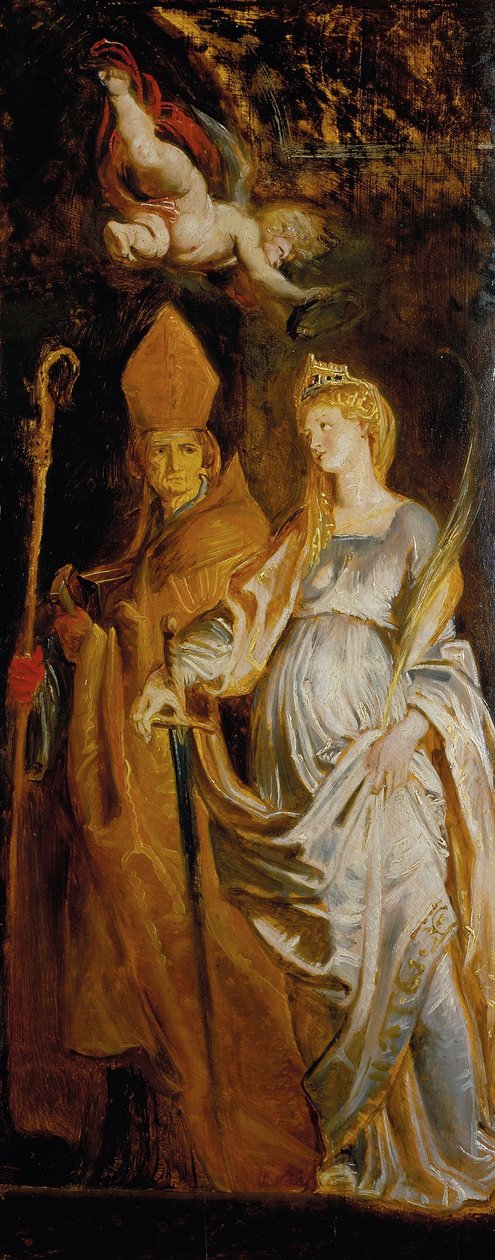 Saints Amandus和Walburga;亚历山大和Eligius的圣徒凯瑟琳 作者 彼得·保罗·鲁本斯