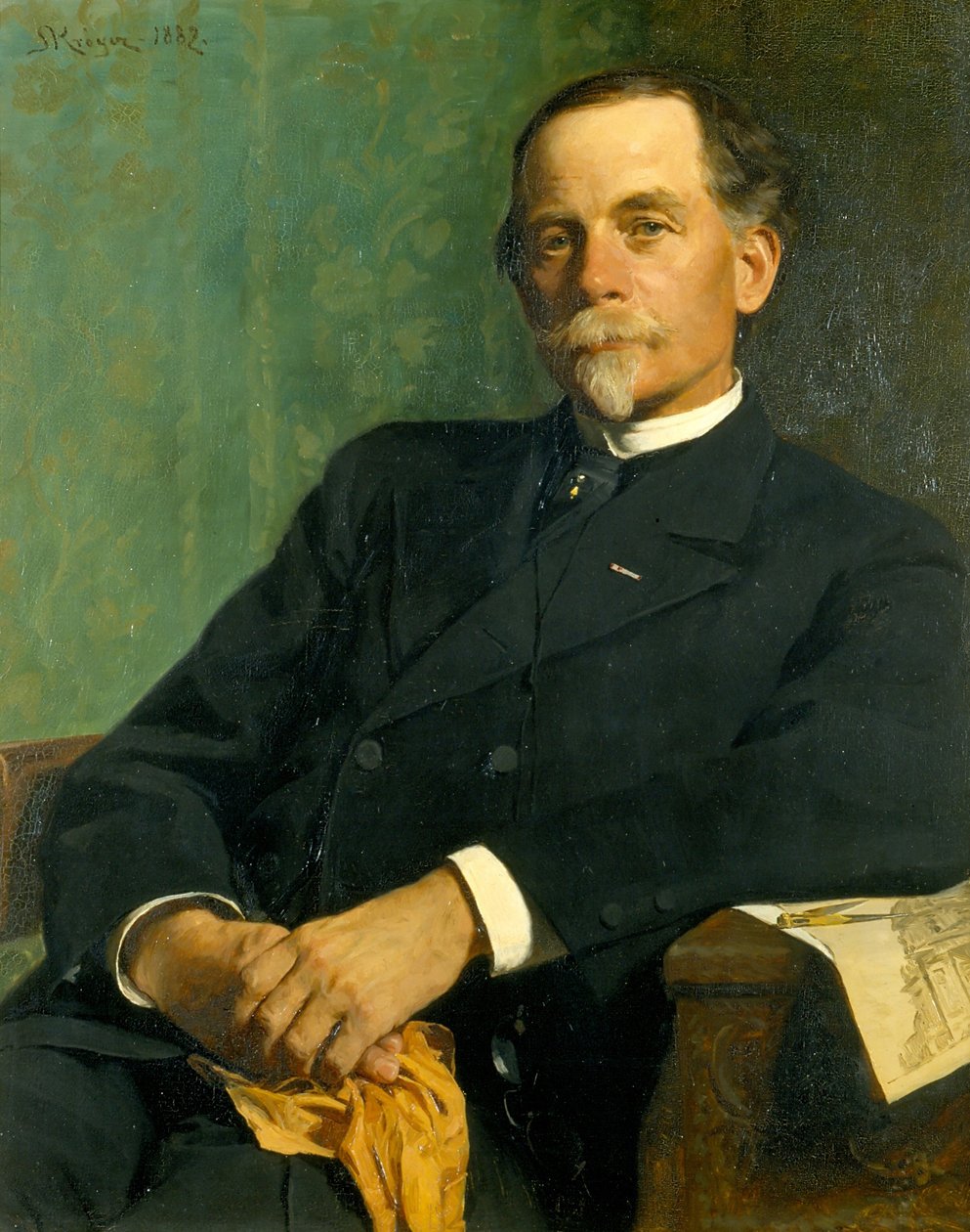 建筑师，F. Meldahl教授坐着 作者 Peder Severin Krøyer