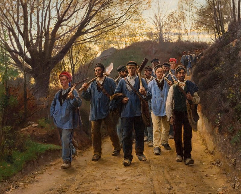 法国劳工在土路上 作者 Peder Severin Krøyer