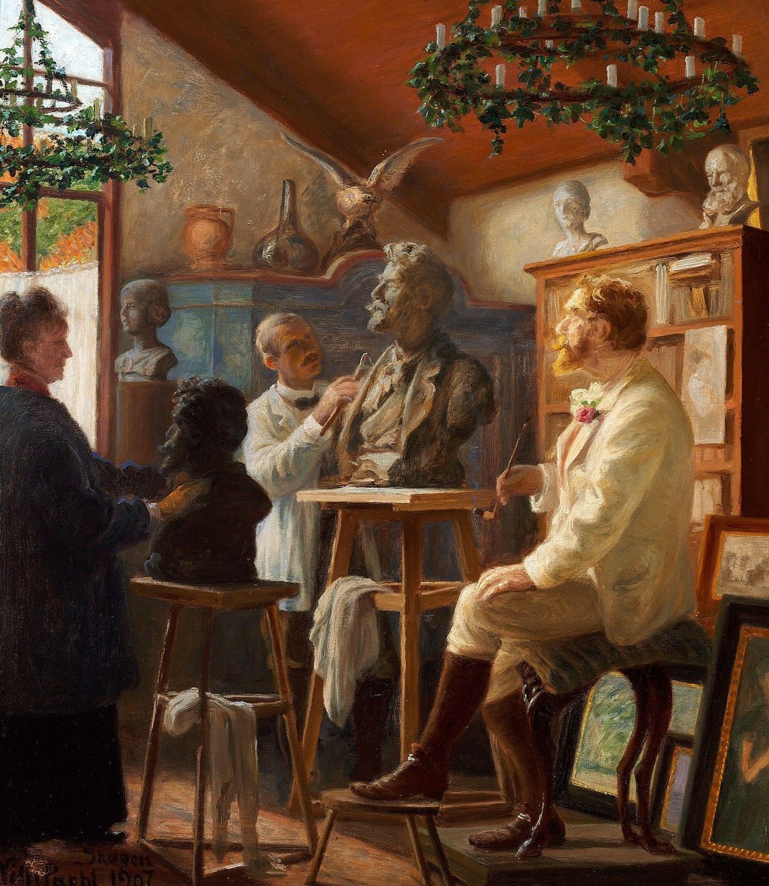 画家Krøyer以他在Skagen的工作室为蓝本 作者 Peder Severin Krøyer