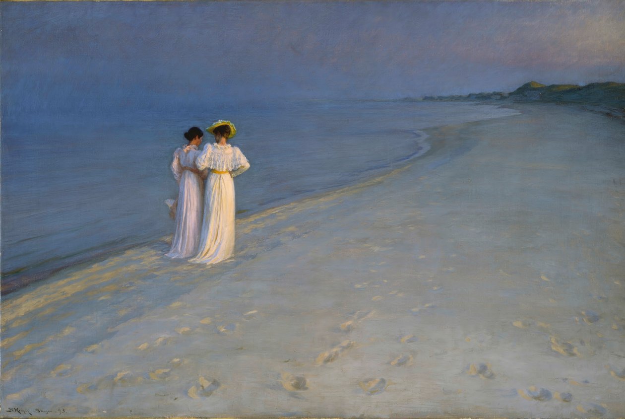 在南海滩的夏天晚上 作者 Peder Severin Krøyer