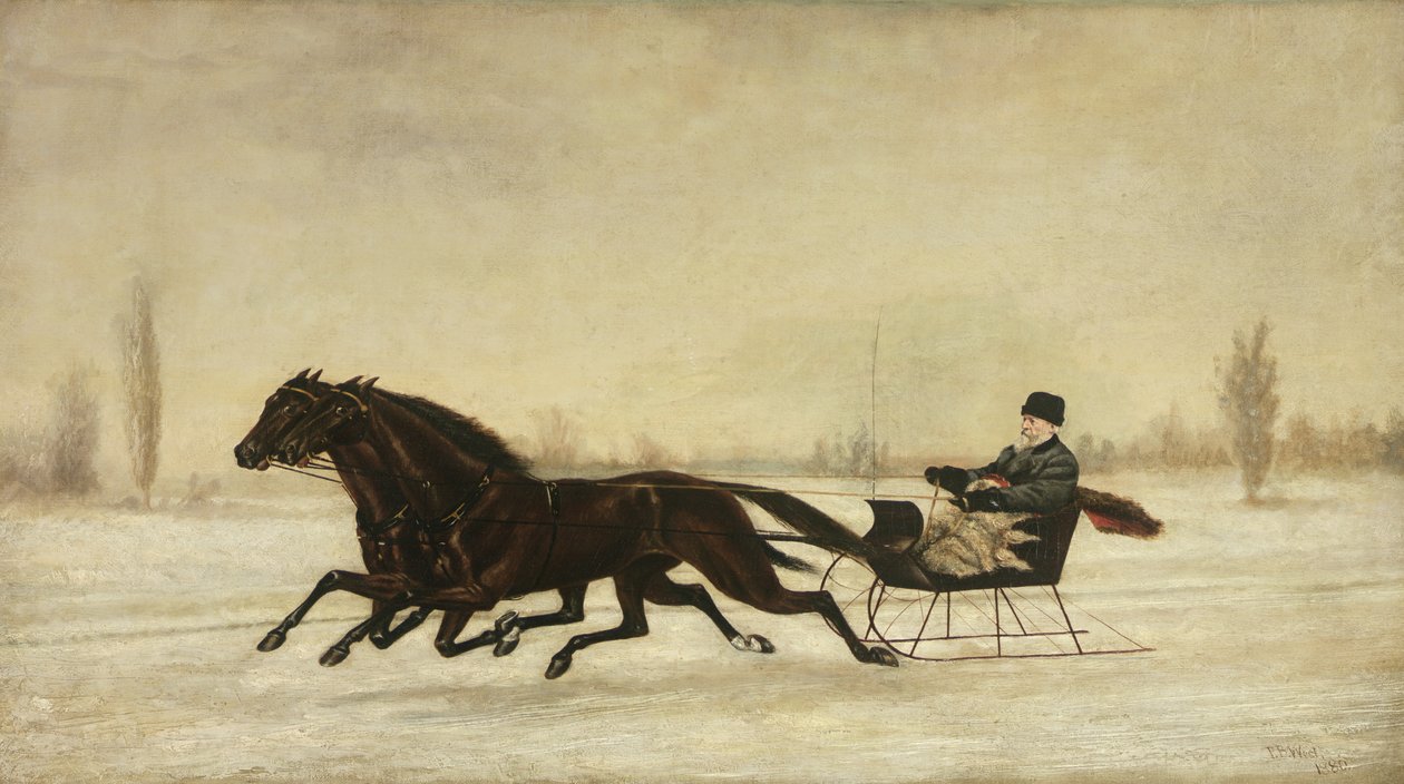 戴维·马什（David Marsh），1880年冬季风景中的马拉雪橇 作者 彼得·B·韦斯特