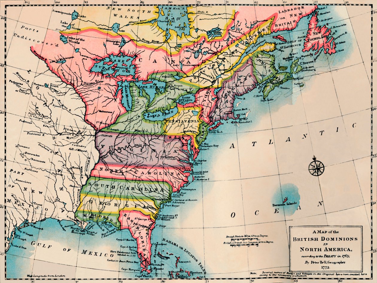 北美洲英国领地地图》，1772年，1904年 作者 彼得贝尔