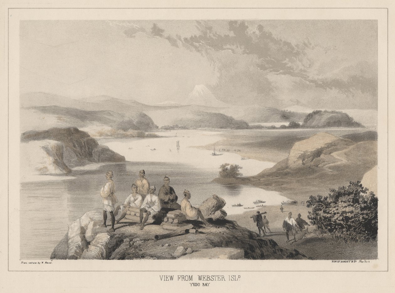 查看来自Webster Island，Yedo Bay，Litho by Sarony und Co.，1855（chromolitho） 作者 彼得·伯恩哈德·威廉·海涅