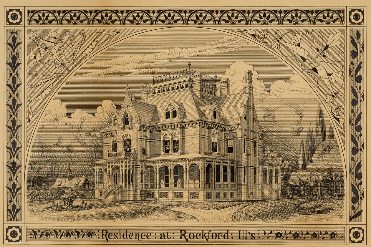 N.C.汤普森之家，伊利诺伊州罗克福德，前景，1876年。 作者 彼得·邦内特·怀特