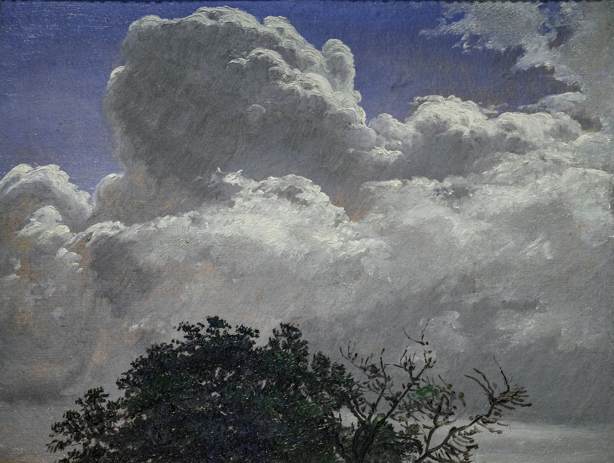 天空与树梢研究，约 1840 年（纸板油画） 作者 彼得·克里斯蒂安·斯科夫加德