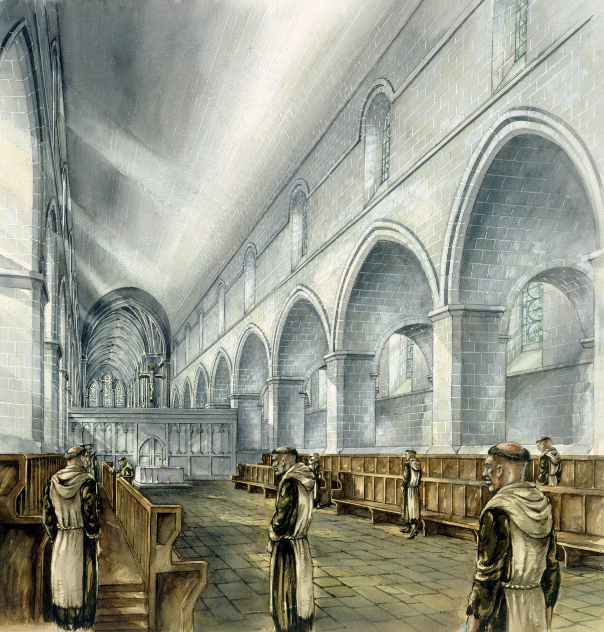 Rievaulx修道院，13世纪，约1990-2010年 作者 彼得·邓恩