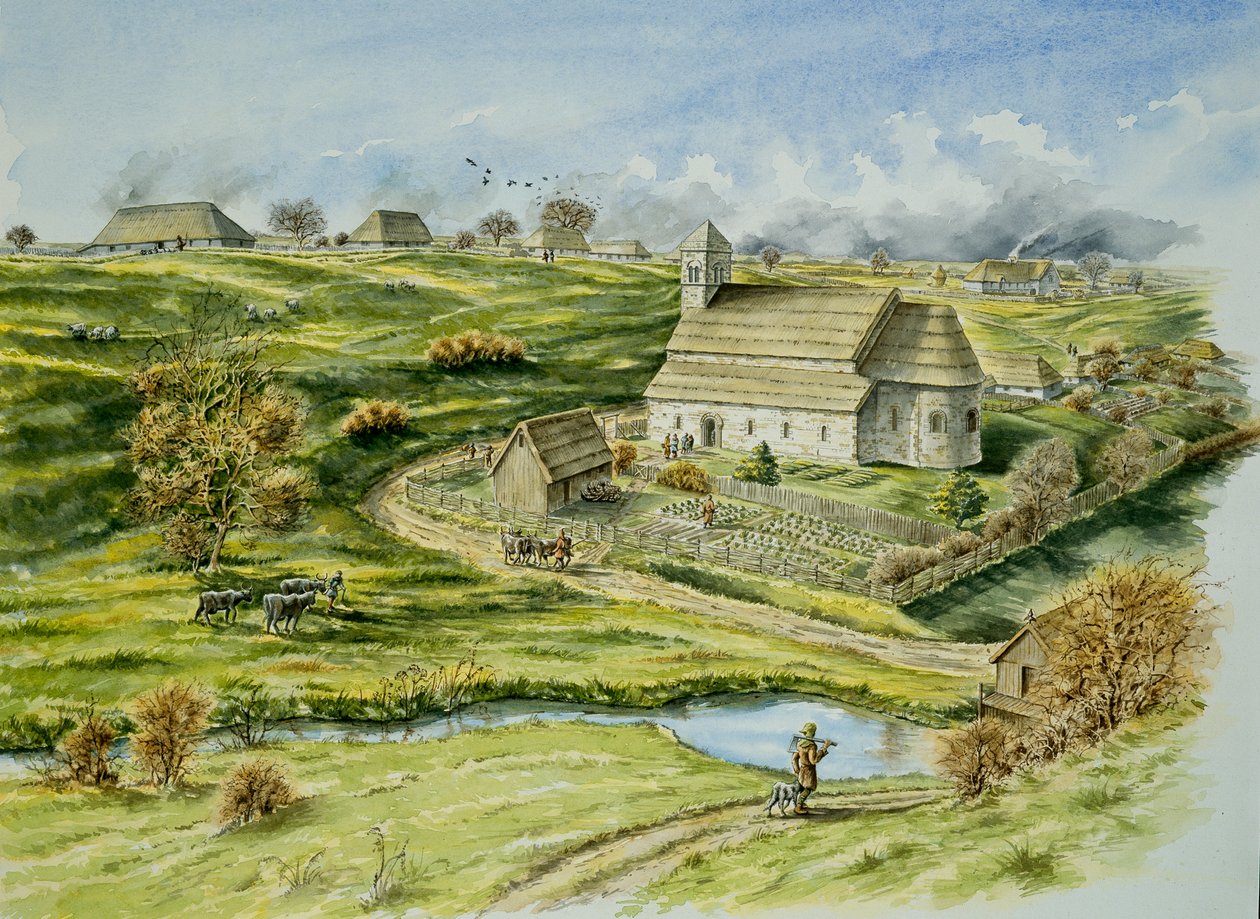 Wharram Percy中世纪村庄，12世纪末，约1990-2010年 作者 彼得·邓恩