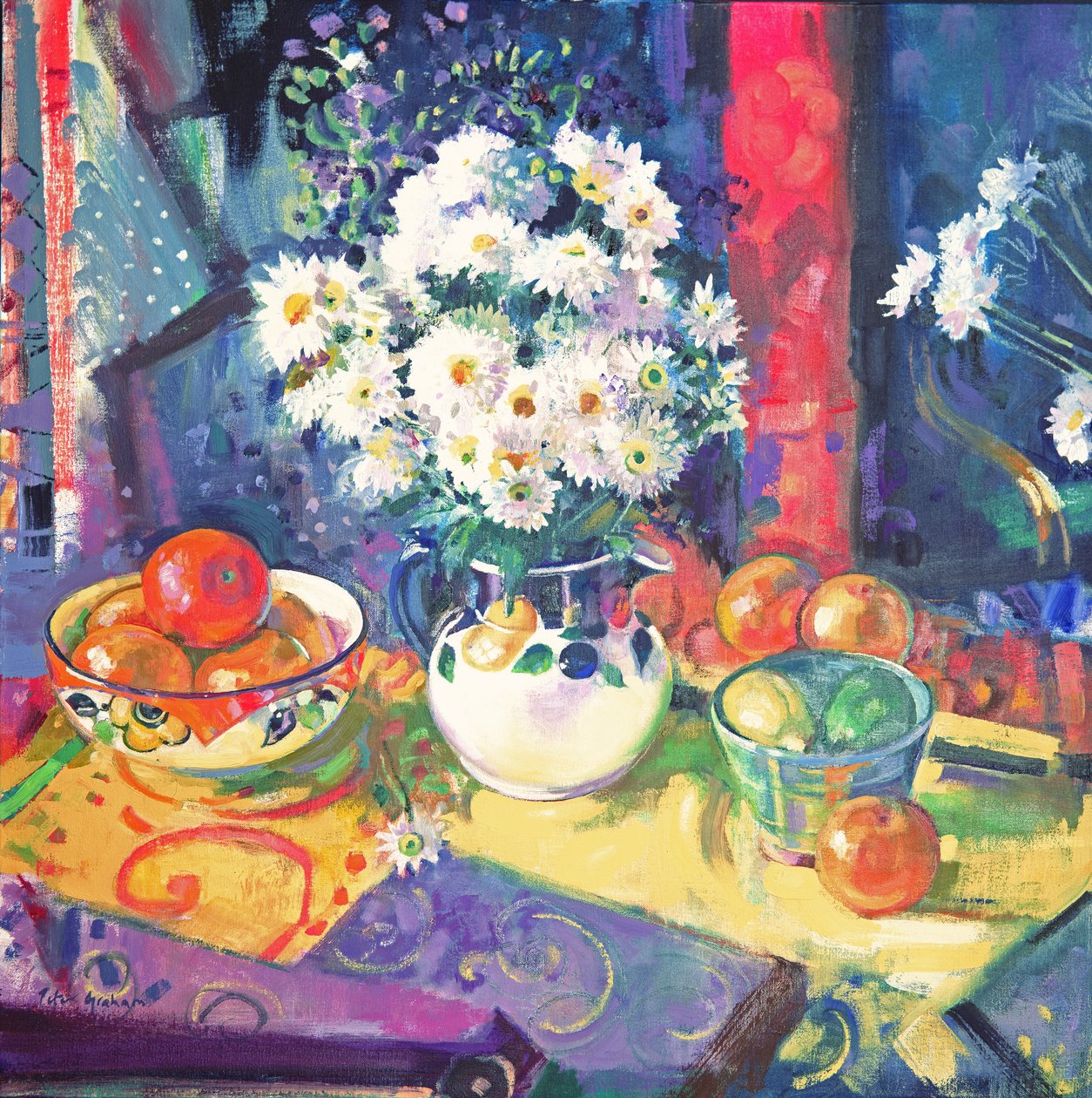 绿碗里的花和水果, 1997年 作者 彼得格雷厄姆（当代）