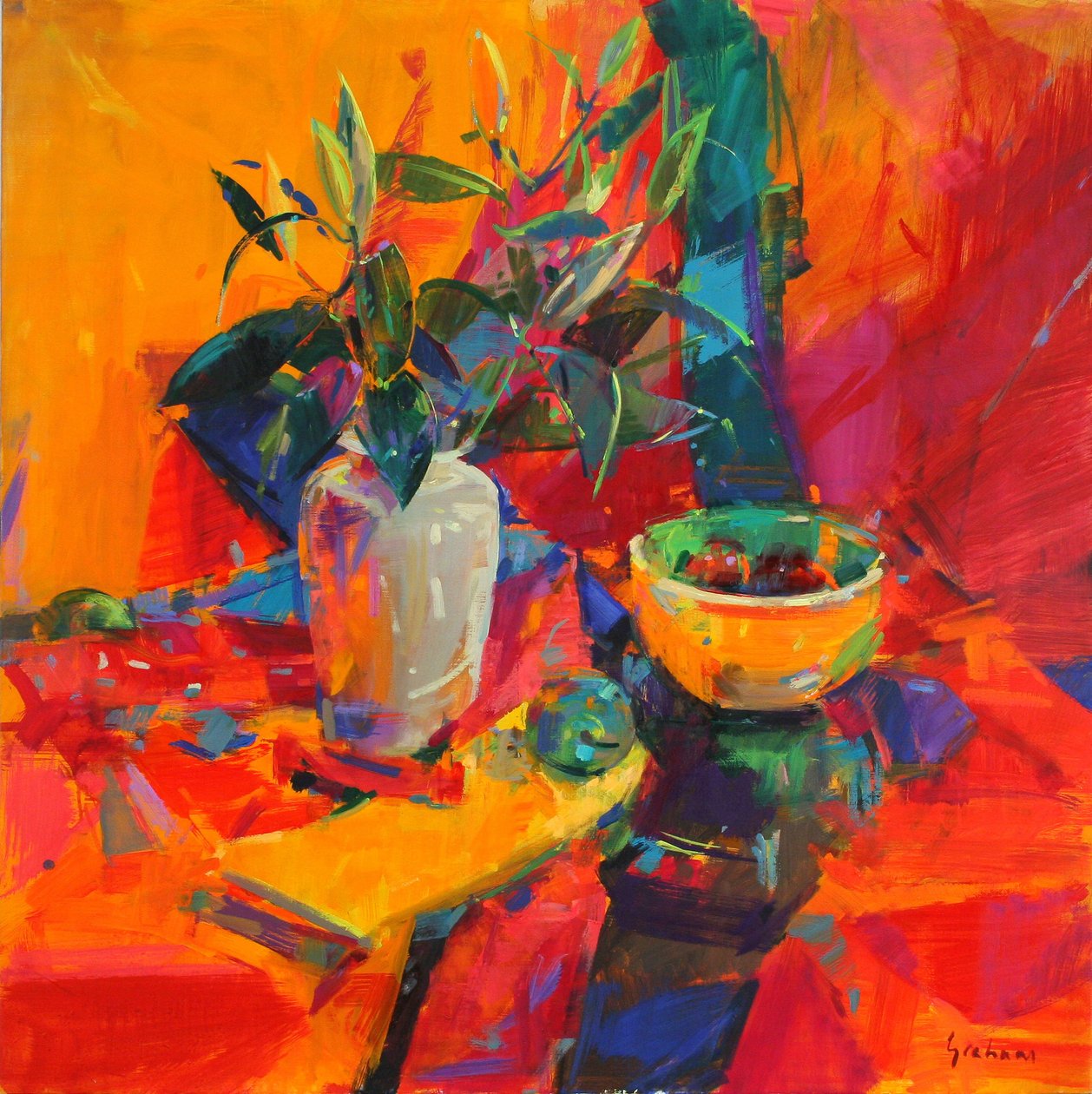 在红色地面的百合，2012年 作者 彼得格雷厄姆（当代）