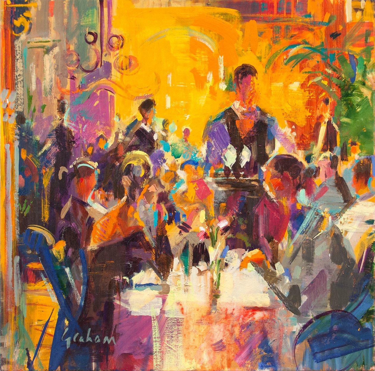 福特纳姆和梅森的午餐，2020年（布面油画）。 作者 彼得格雷厄姆（当代）
