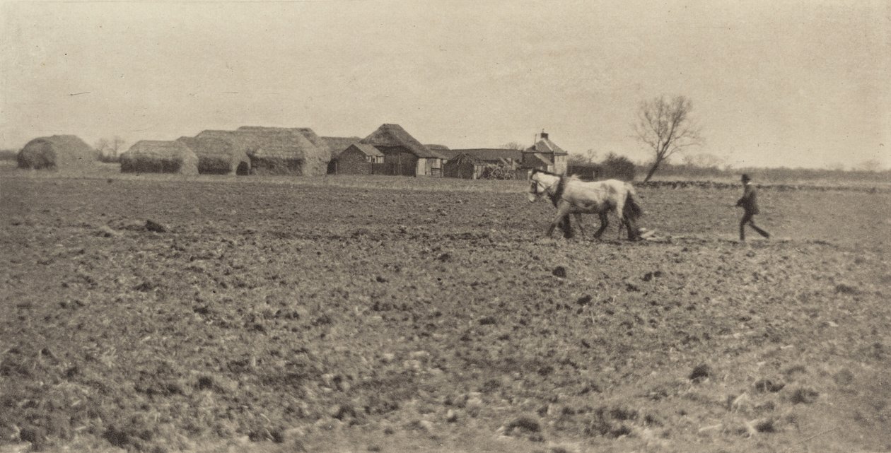 早春的沼泽农场，1890-1891年，1893年印刷。 作者 彼得·亨利·爱默生